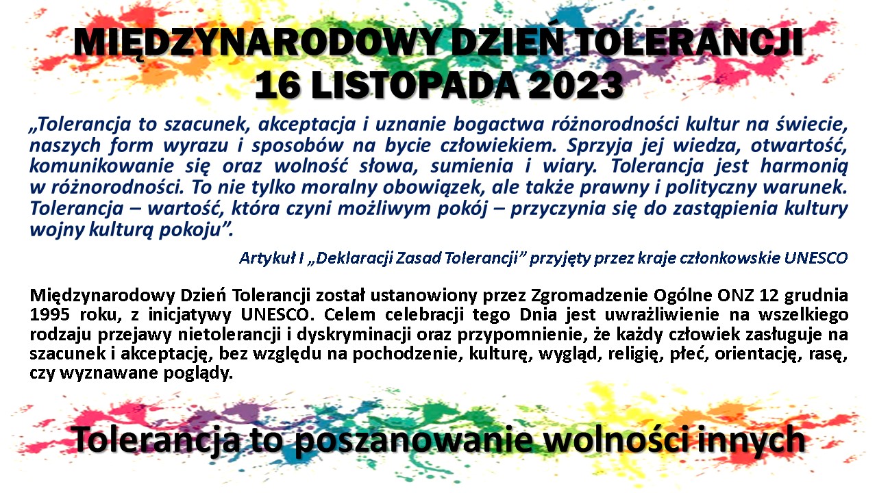 2023 Miedzynarodowy Dzien Tolerancji