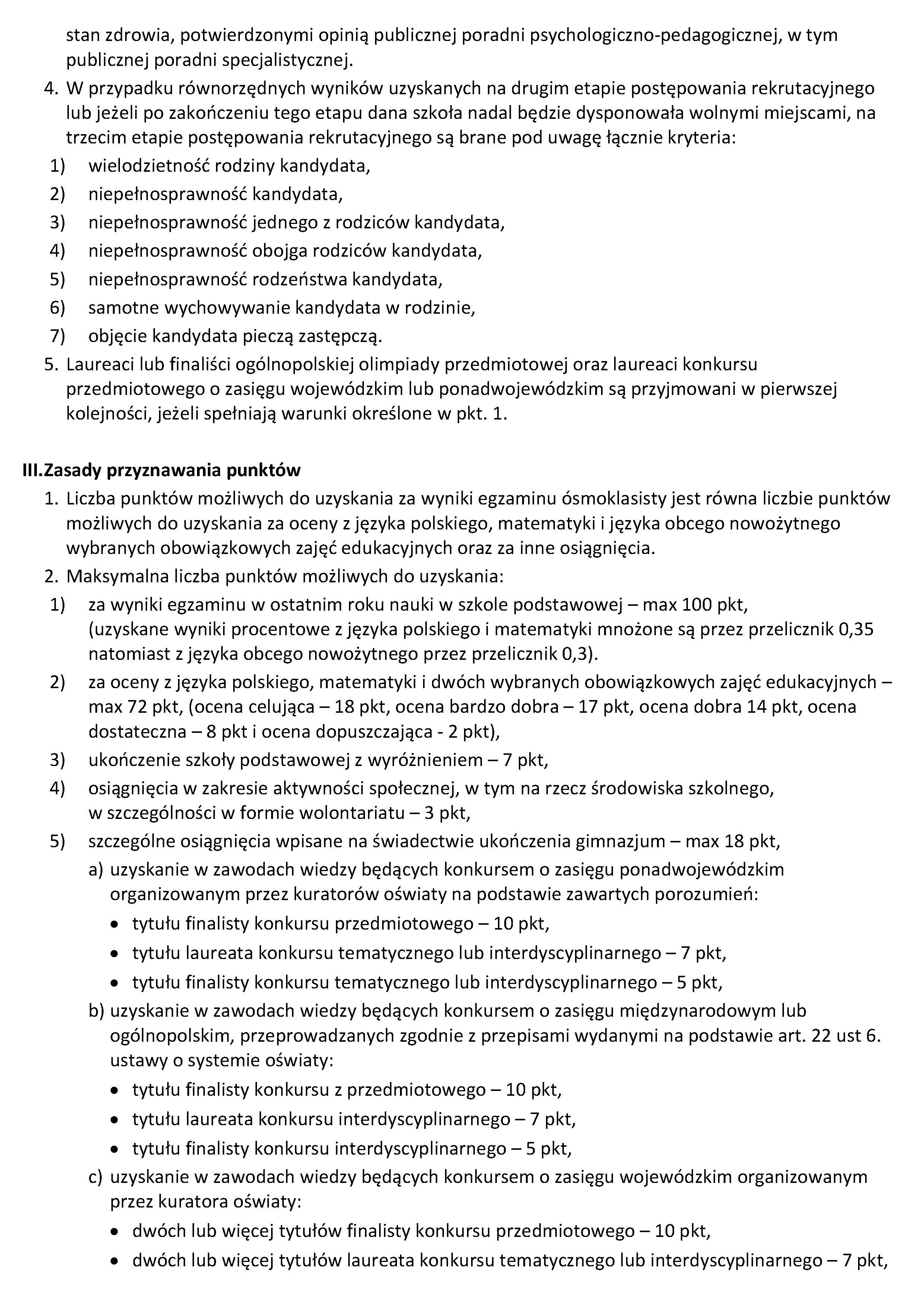 Zasady rekrutacji do klas pierwszych 2024 5 Strona 2